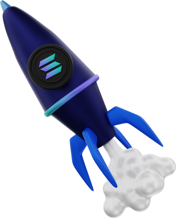 3d illustration, solana crypto coin rising on a rocket